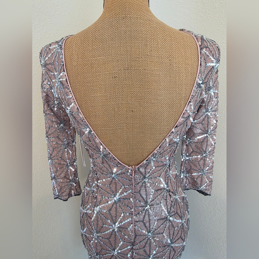 Gianni Bini Pink and Silver Sequin Dress - Picture 4 of 9